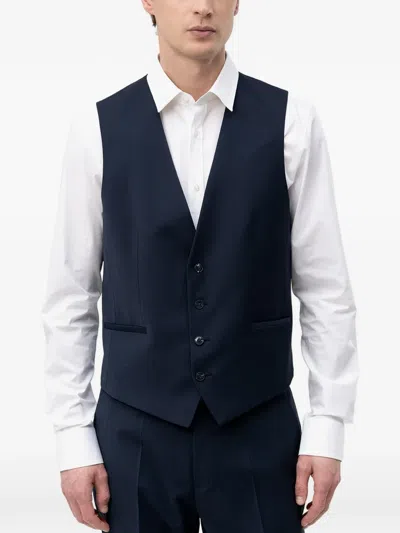 Hugo Boss Button-fastening Waistcoat In Blue
