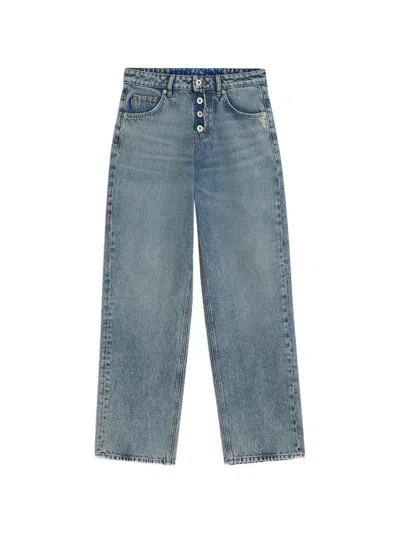Hugo Boss Button-fly Faded Jeans In Blue