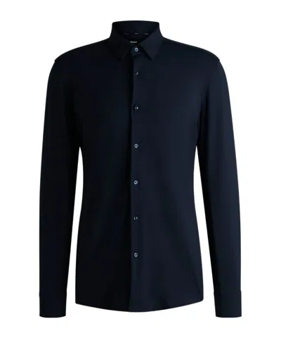 Hugo Boss Boss Roan Stretch Corduroy Button-up Shirt In Blue