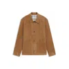 Hugo Boss Button-up Suede Jacket With Checkered Lining In Multi