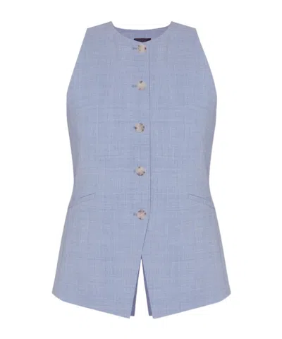 Hugo Boss Button-up Vest In Blue