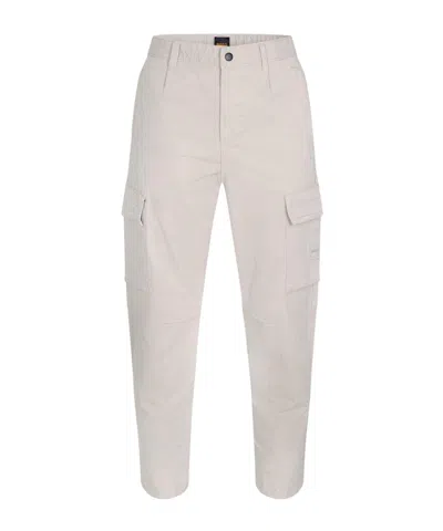 Hugo Boss Buttonzip Waist Straightleg Cargo Trousers In Neutral