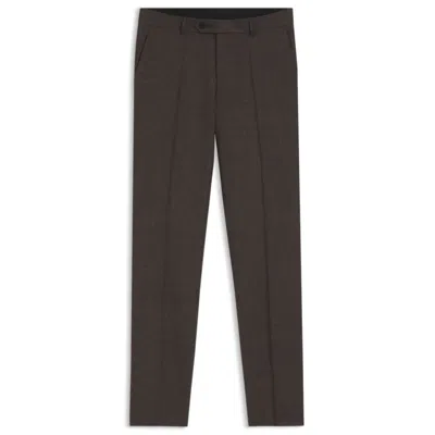 Hugo Boss By Beckham Wool-blend Slim-fit Suit Pants In Brown