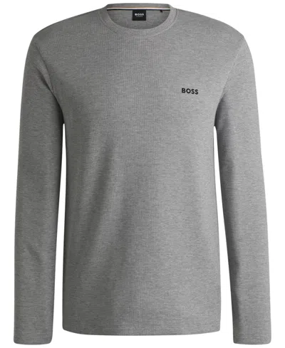 Hugo Boss By  Men's Regular-fit Waffle-knit Long-sleeve Pajama T-shirt