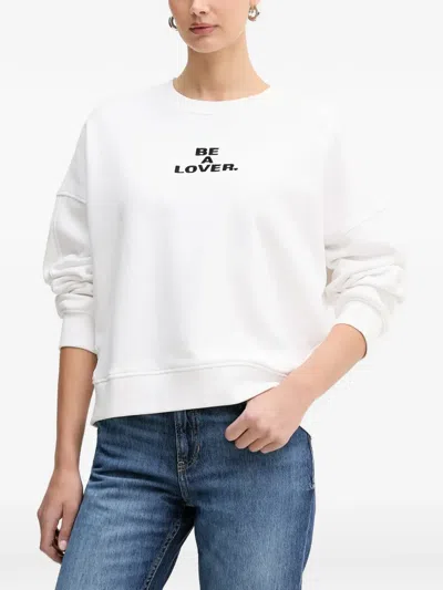 Hugo Boss Boss Orange Be A Lover Stretch Cotton Graphic Sweatshirt In White