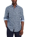 HUGO BOSS C-HAL-KENT-C1-223 LINEN & COTTON LEAF PRINT CASUAL FIT BUTTON DOWN SHIRT