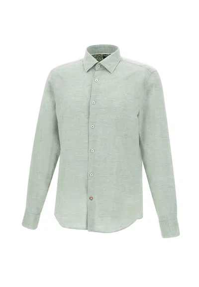 Hugo Boss C-hal-kent Cotton And Linen Shirt In Green