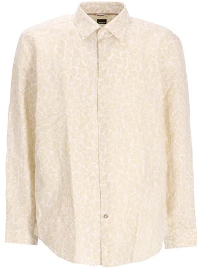 Hugo Boss C-hal Leaf-printed Shirt In Neutrals