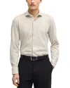 Hugo Boss C-hal-spread Collar Casual Button Down Shirt In Light Beige