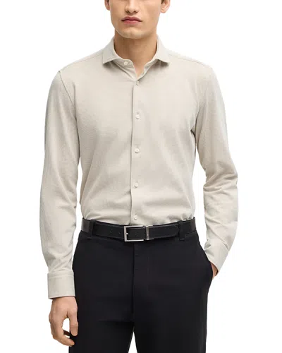 Hugo Boss C-hal-spread Collar Casual Button Down Shirt In Light Beige