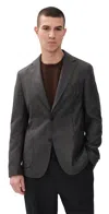 Hugo Boss Patterned Regular-fit Jacket In Virgin Wool In Brown