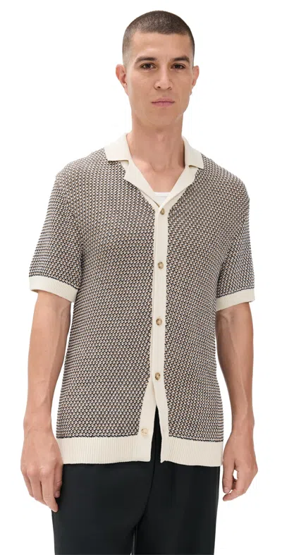 Hugo Boss C-iconico Knit Button Polo Shirt Open White In Multi