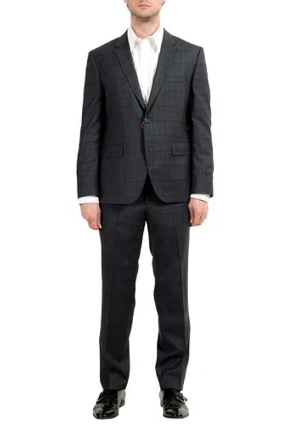 Pre-owned Hugo Boss "c-jeffery/c-simmons" Men's Wool Plaid Gray Two Button Suit