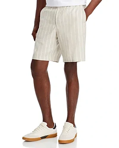 Hugo Boss C-perin-ds-s-242 Linen & Cotton Stripe Relaxed Fit 9 Shorts In Beige/khaki