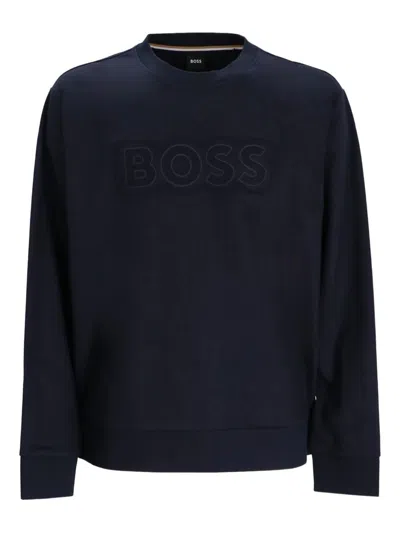 Hugo Boss Logo-embellished Sweatshirt In Blue