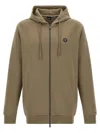 Hugo Boss C-spence 01 Leather-patch Hoodie In Brown