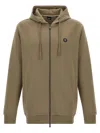 Hugo Boss C-spence 01 Leather-patch Hoodie In Green