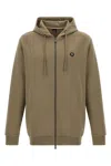 Hugo Boss C-spence 01 Leather-patch Hoodie In Green