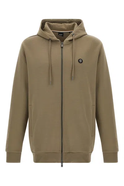 Hugo Boss Green C-spence 01 Hoodie In Brown