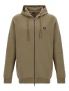 Hugo Boss C-spence 01 Leather-patch Hoodie In Green