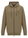 Hugo Boss C-spence 01 Leather-patch Hoodie In Green