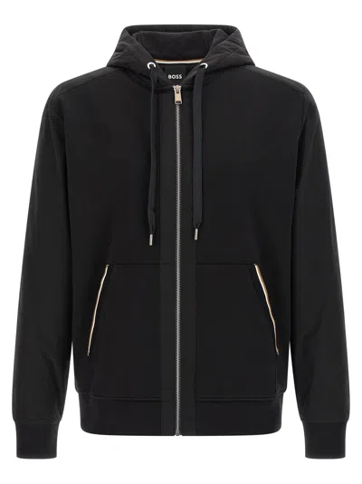 Hugo Boss Long Sleeve Hooded Sweatshirt In Black