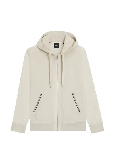 Hugo Boss C-spence Zip Hooded Sweatshirt In White