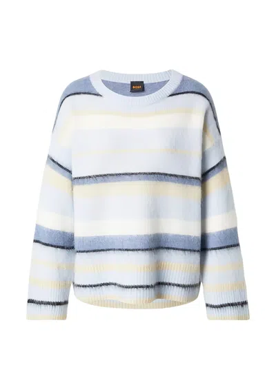 Hugo Boss C_fosset Striped Round-neck Sweater In Blue