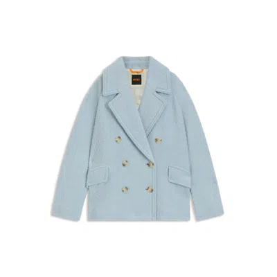 Hugo Boss Boss Orange Cabani Textured Double Breasted Jacket In Blue