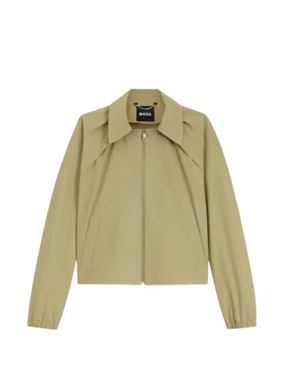 Hugo Boss Water-repellent Jacket In A Cotton Blend In Neutral