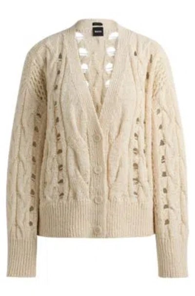 Hugo Boss Cable-knit Cardigan In White