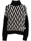 Hugo Boss Virgin-wool Sweater With Two-tone Cable Structure In 黑色