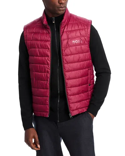 Hugo Boss Calano Quilted Puffer Vest In Dark Red