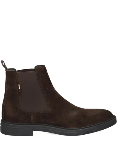 Hugo Boss Calev Elastic-panel Suede Boots In Multi