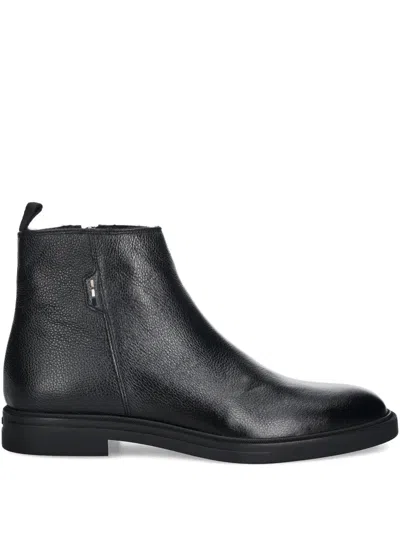 Hugo Boss Calev Leather Boots In Black