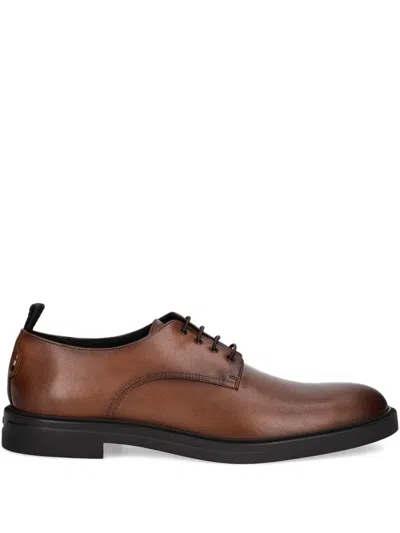 Hugo Boss Calev Leather Lace-up Derby Shoes In Brown