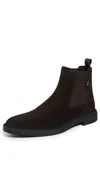 Hugo Boss Calev Suede Leather Chelsea Boots Dark Brown In Brown