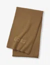 Hugo Boss Boss Camel Bold Logo-embroidered Cotton-blend Throw 130cm X 170cm In Camel