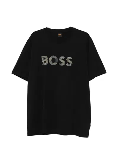 Hugo Boss Camouflage-logo T-shirt In Black