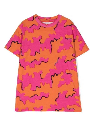 Hugo Boss Kids' Camouflage-print Short-sleeve T-shirt In Pink