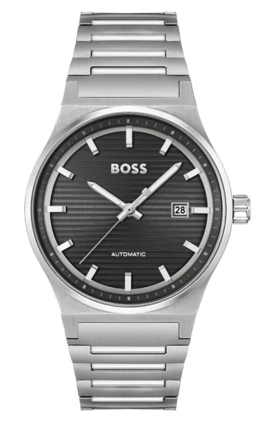 Hugo Boss Men Candor Auto Automatic Silver-tone Stainless Steel Watch 41mm In Assorted-pre-pack
