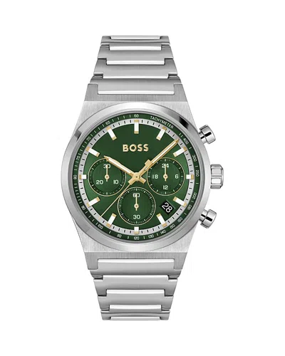 Hugo Boss Boss Candor Chronograph Bracelet Watch, 41mm In Dark Green