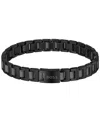 Hugo Boss Candor Ionic Plated Thin Gold Stainless Steel Bracelet In Black