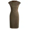 Hugo Boss Cap-sleeve Dress In Melange Stretch Sharkskin In Multi