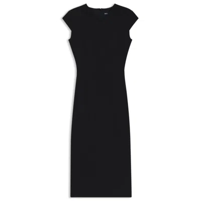 Hugo Boss Cap-sleeve Dress In Stretch Fabric In Black