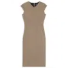 Hugo Boss Cap-sleeve Dress In Stretch Fabric In Brown