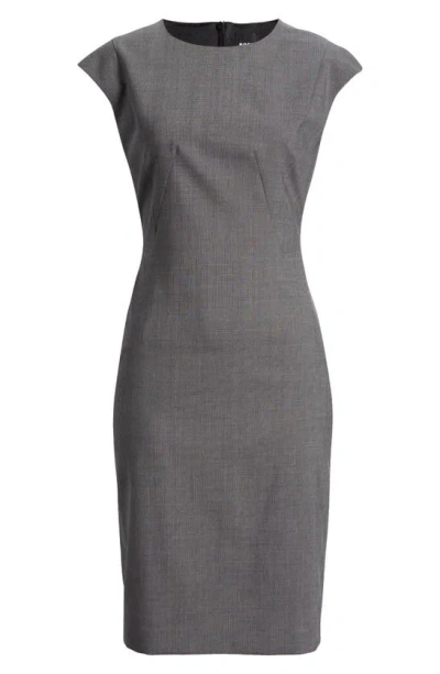 Hugo Boss Cap Sleeve Wool Sheath Dress In Grey