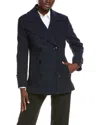 Hugo Boss Capeaka Wool-blend Coat In Blue