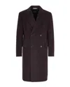 Hugo Boss Cappotto Doppiopetto In Misto Alpaca Marrone Scuro In Brown