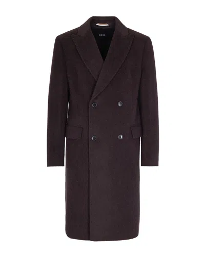 HUGO BOSS CAPPOTTO DOPPIOPETTO IN MISTO ALPACA MARRONE SCURO